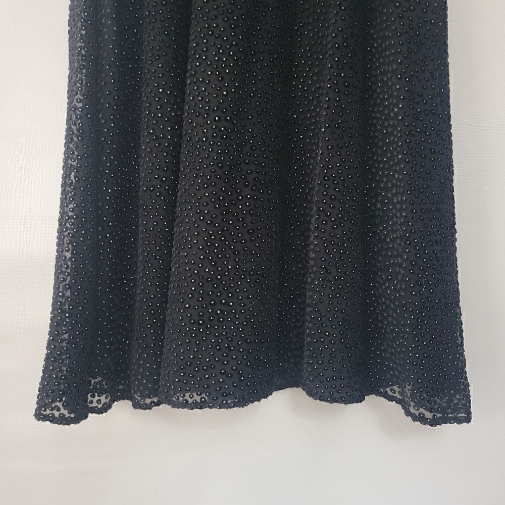 Zara Trafaluc Dobby Black and Gold Dots Halter Keyhole Back Dress - Picture 7 of 15